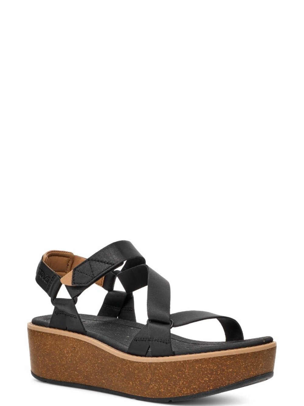 Teva Women's Black Tan Madera Wedge Leather Platform Heel Strappy Sandal Size 7
